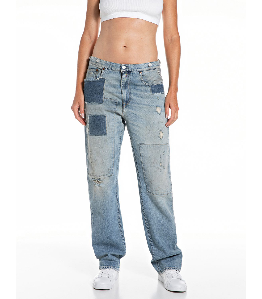 リラックスストレートHALIA ブロークンリペアデニム